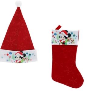 Kids Red Santa Hat and Stocking Set